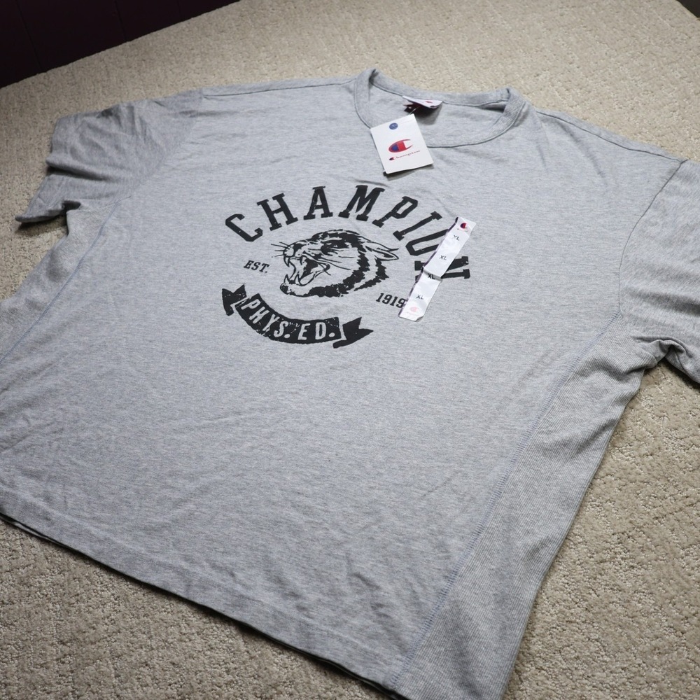 Champion Phys Ed Cougar Graphic Tee Light Grey Heather CPM253TS02009 XL